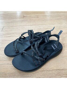 Chaco ZX1 Ecotread Youth Adjustable Strappy Outdoor Sandals Black Print Size 5